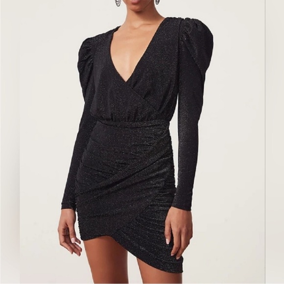 NWT Song of Style Revolve Wren Metallic Mini Dress in Black Sparkle XXS - Picture 2 of 8